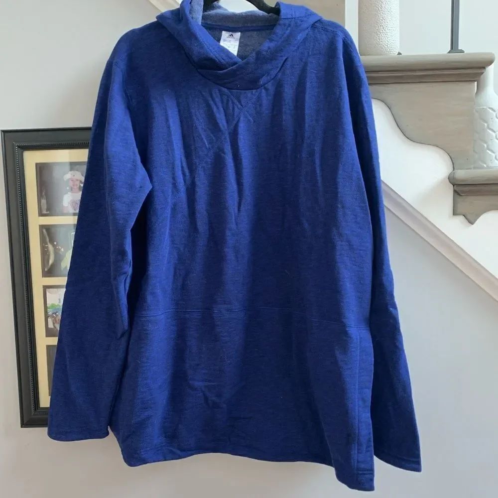 Adidas Royal Blue Side Snap Sweatshirt Hoodie sz XLT